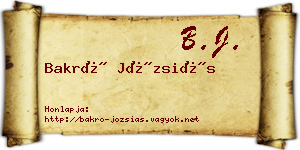Bakró Józsiás névjegykártya